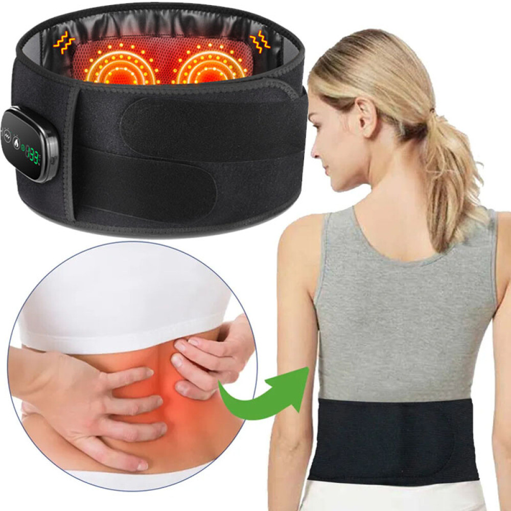 Heating Pad Therapy Cordless Massage Waist Wrap Belt Low Back Brace Pain Relief