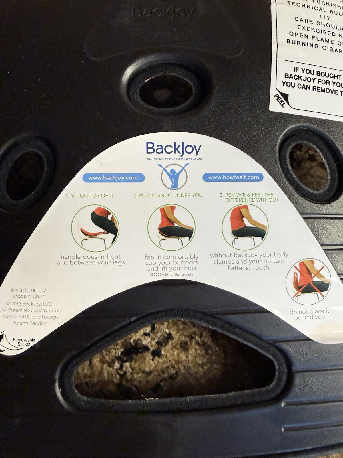 BackJoy SitSmart Core Lower Back Pain Relief Traction Posture Seat Black