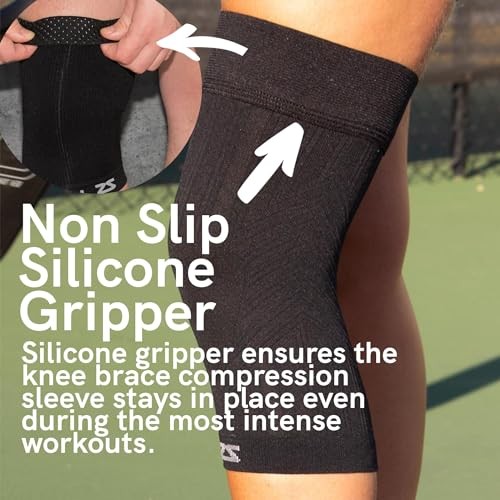 Compression Knee Sleeve – Knee Brace to Relieve Knee Medium Midnight Black