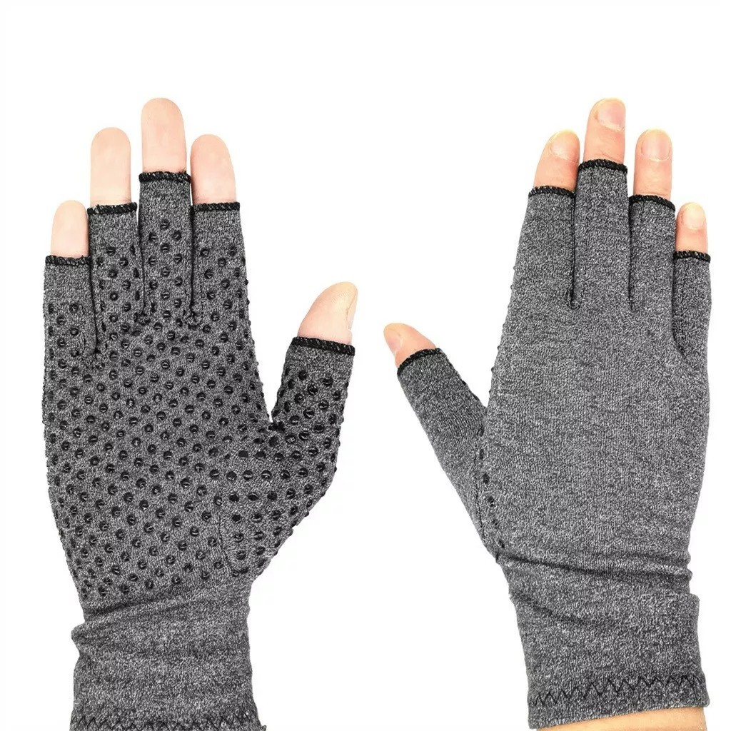 Compression Gloves Anti Arthritis Fingerless Pain Relief Joint Support With Grip