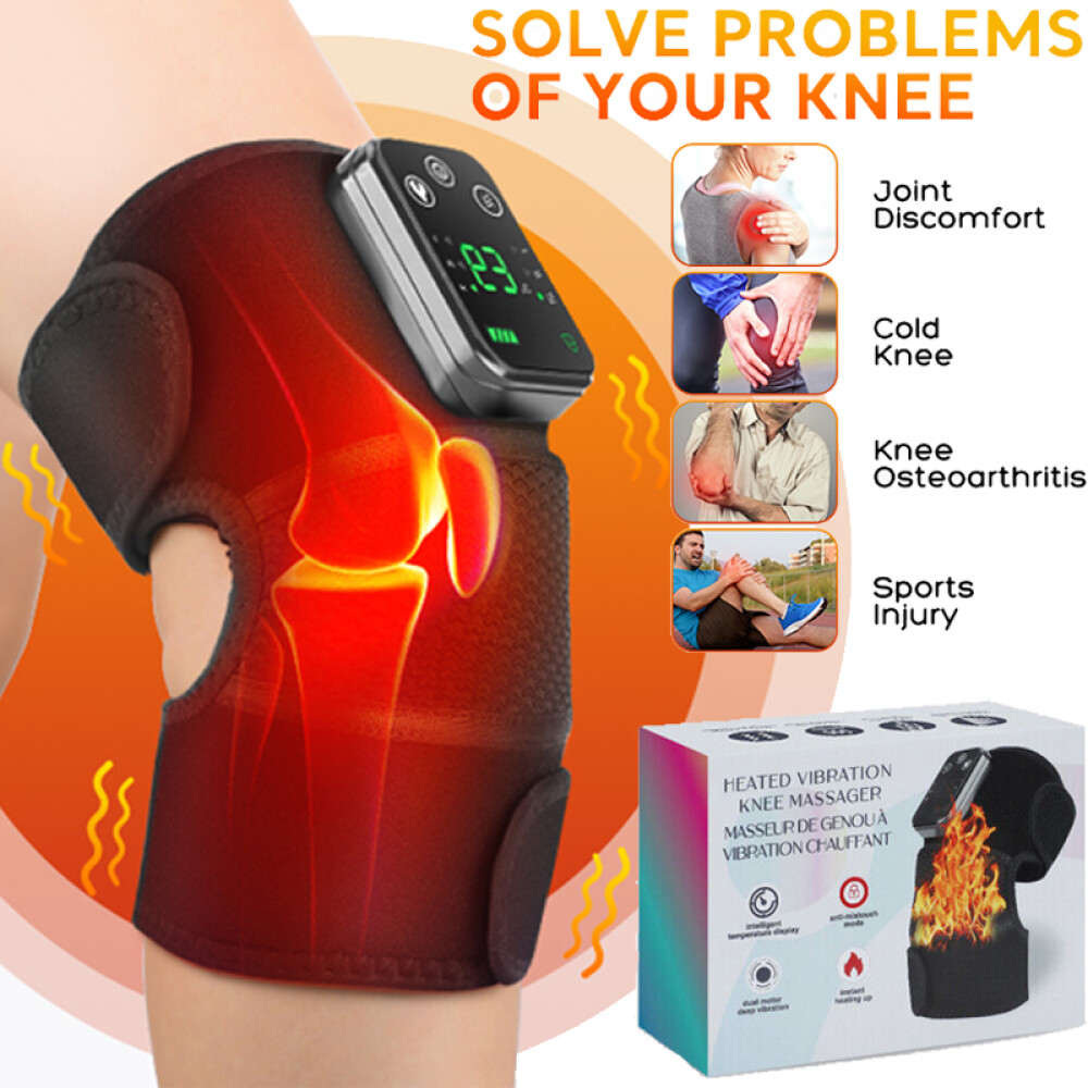 2X Electric Knee Massager Heated Massage Pad Joint Pain Relief Blood Circulation
