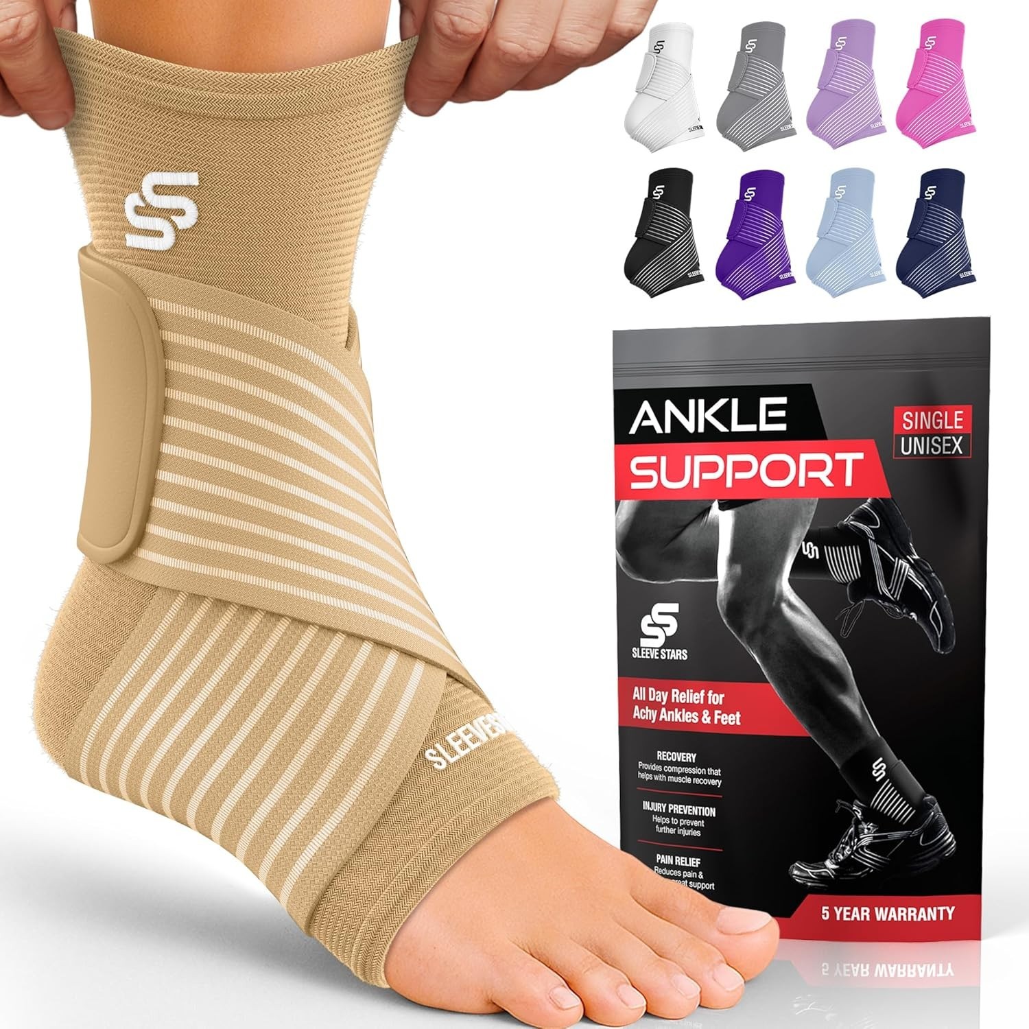 Sleeve Stars Ankle Brace Ankle Wrap for Sprain Compression Sleeve New