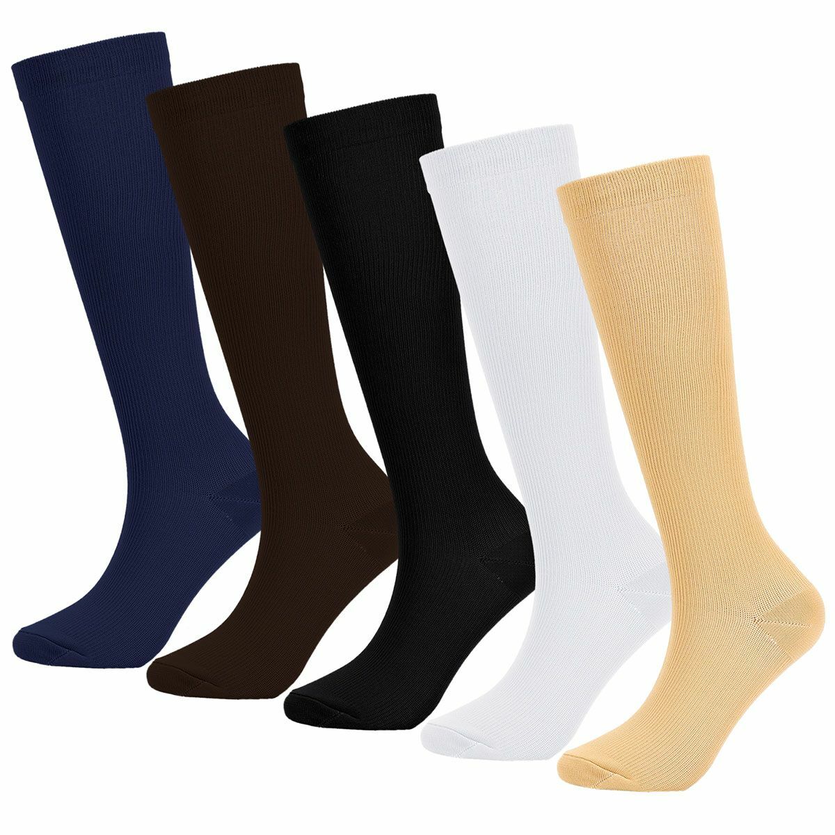 2 Pairs Copper Compression Socks 20-30mmHg Graduated Support For Men Women S-XXL