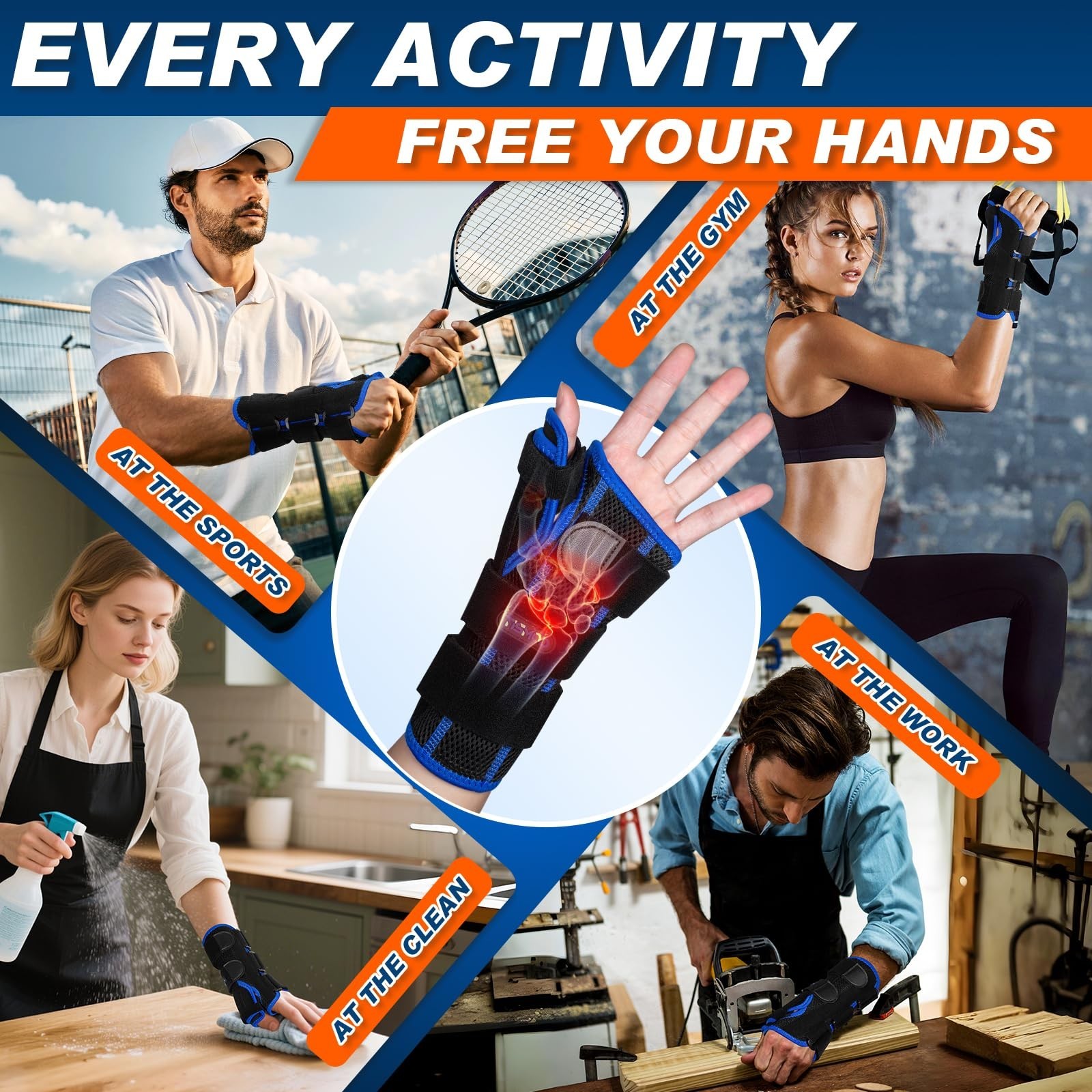 Thumb Spica Splint Right Hand,Carpal Tunnel Wrist Brace Night Support for De …