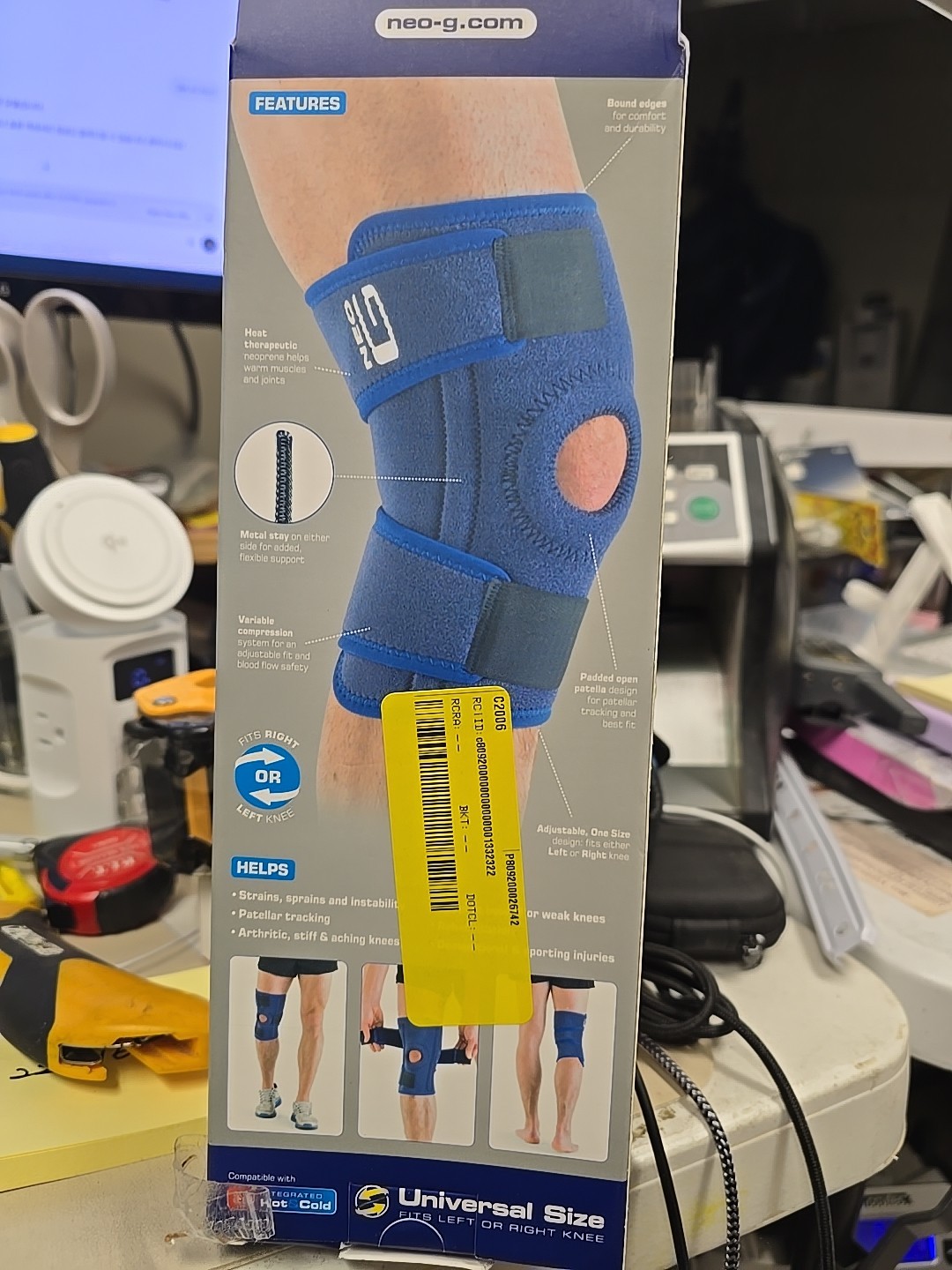 Neo G Open Knee Support Brace Universal Size, Fits Either Knee, Moderate REF 993