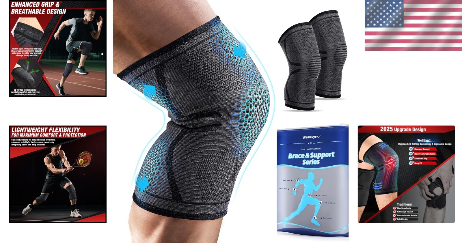 Ultimate Knee Support Compression Sleeves – 2 Pack, X-Large for Active Recovery