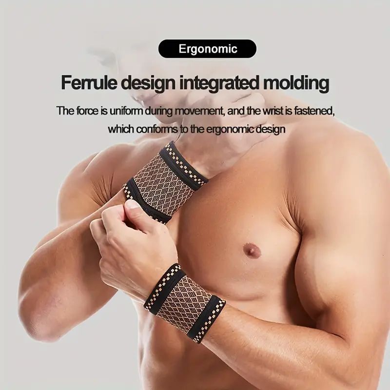 Copper Wrist Compression Brace (4Pcs), Elastic Wrist Support Sleeve Wrist Braces