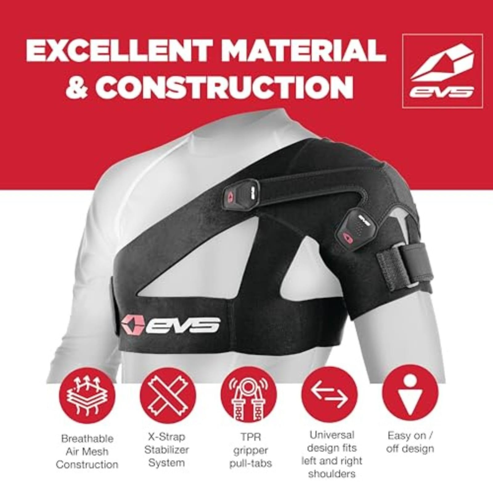 EVS Sports SB03 Shoulder Brace Black XX-Large Compression X-Strap Rotator Cuff
