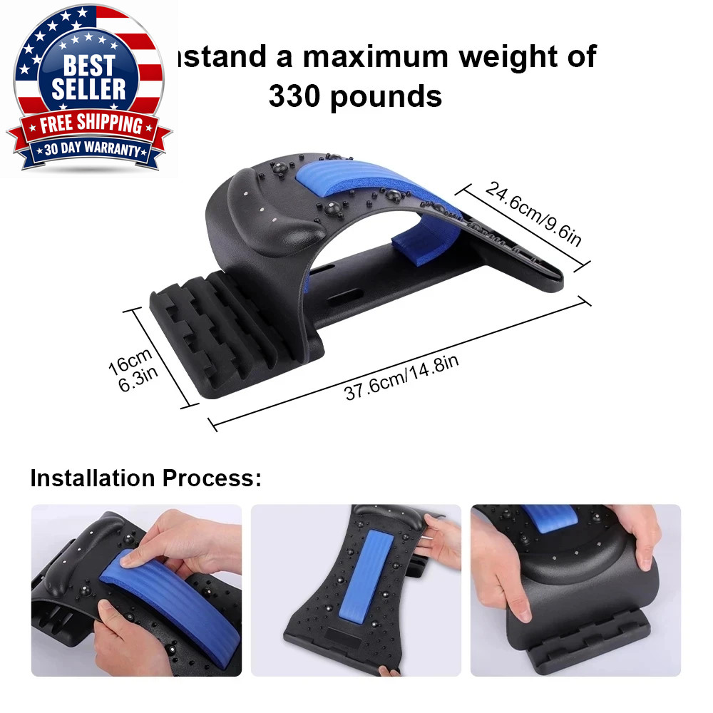 Back Stretcher Multi-Level Adjustable Back Cracker Board Lower Upper Lumbar Spin