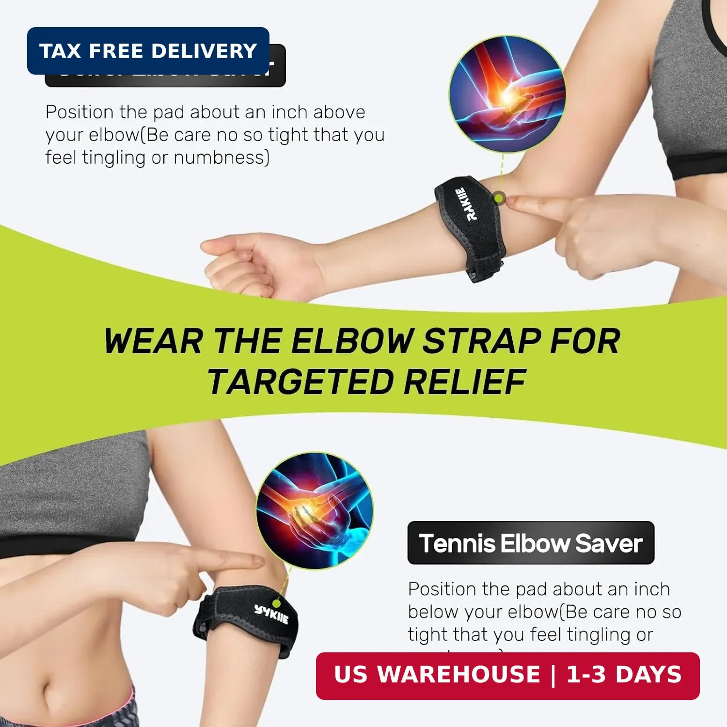 Elbow Brace 2 Pack for Tennis & Golfer’s Elbow Pain Relief