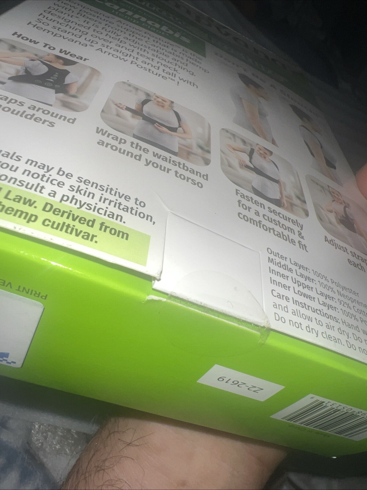 Hempvana Arrow Posture – Fully Adjustable Posture Support S/M Brand New Unopen
