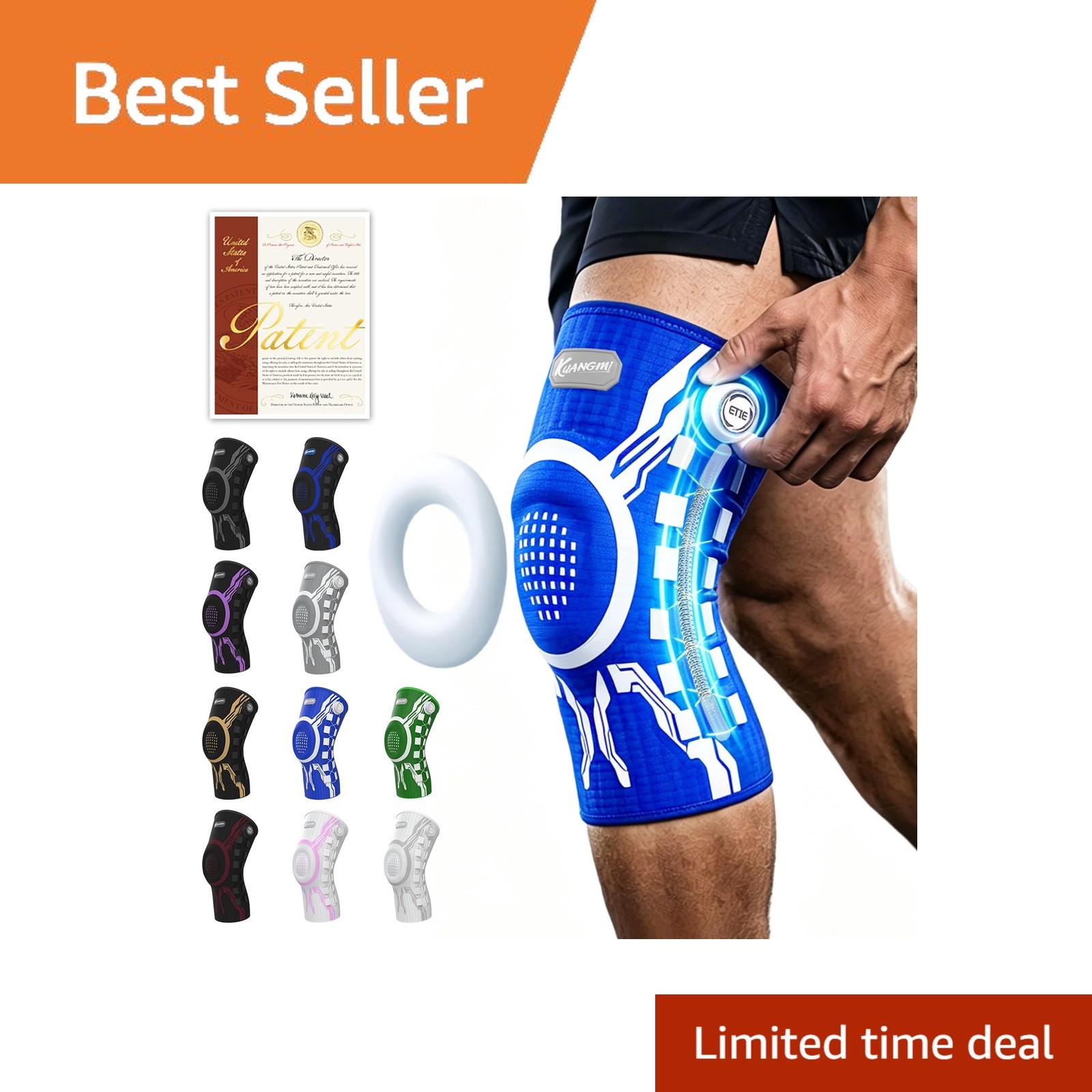 Kuangmi Knee Brace Left XX-Large Blue White