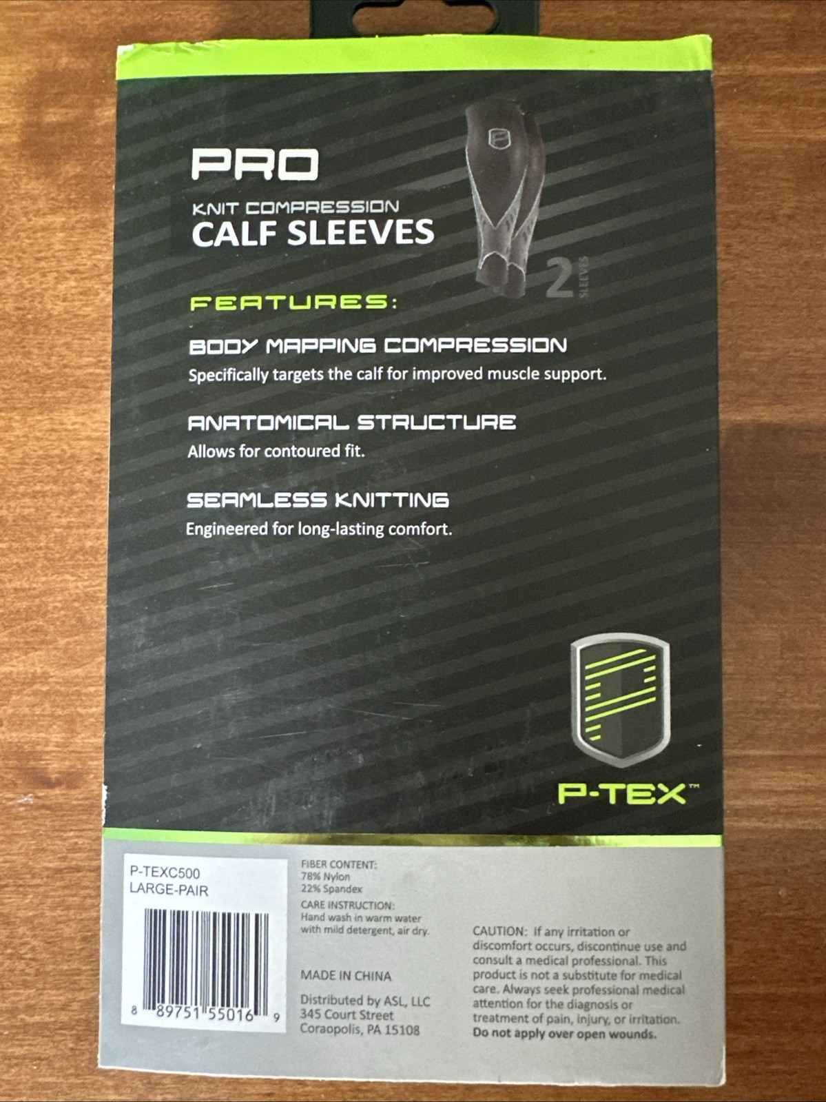 P-TEX ** PRO KNIT COMPRESSION CALF SLEEVES **P-TEXC500**SM PAIR ** BLACK *NEW**