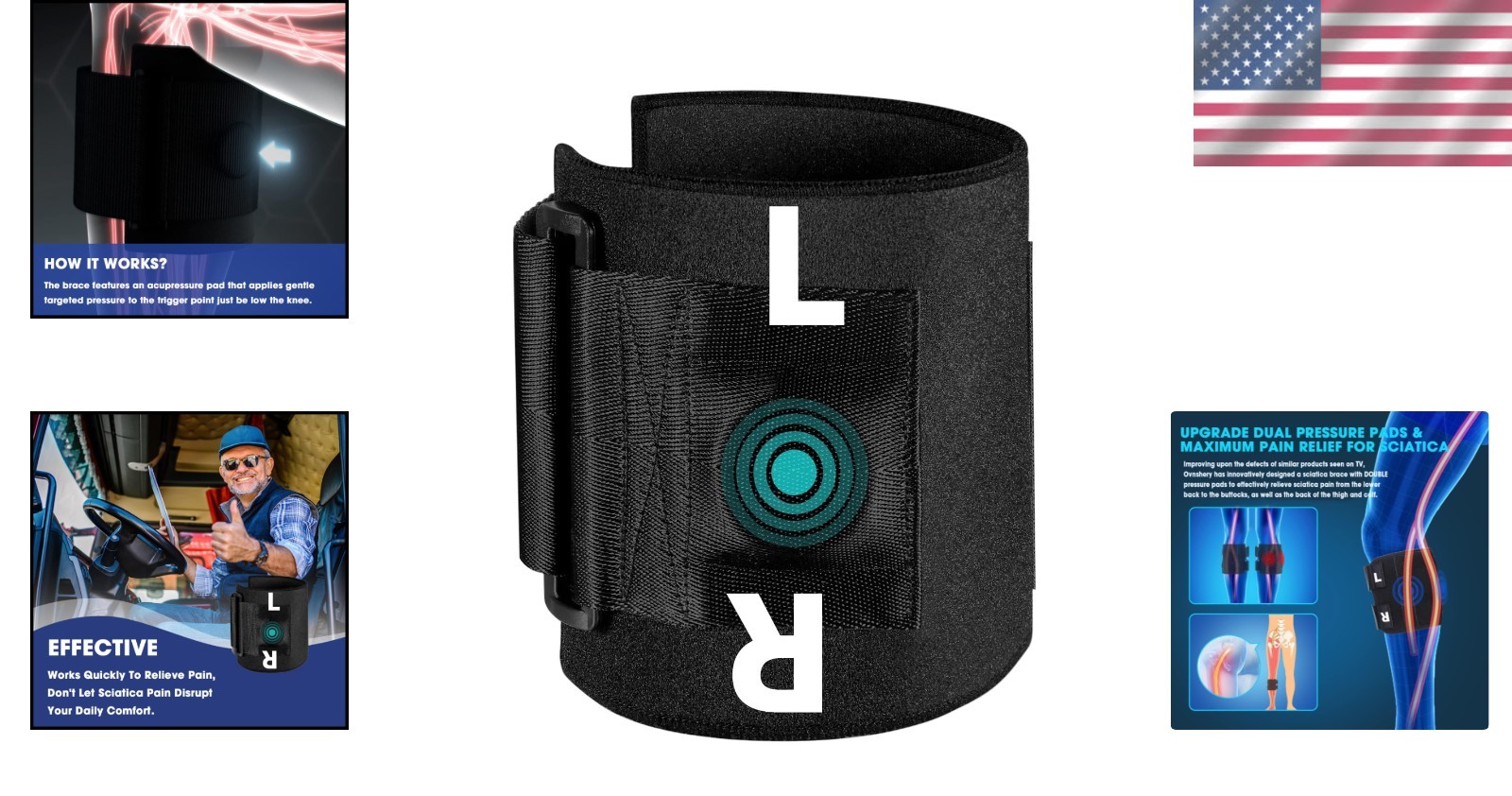 Lightweight Neoprene Sciatica Brace for Instant Pain Relief – Black 11″-22″
