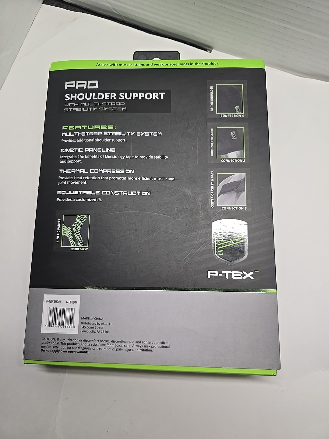 P-TEX Pro Shoulder Support Multi-Strap P-TEXSH201 Black Size Medium Brand New