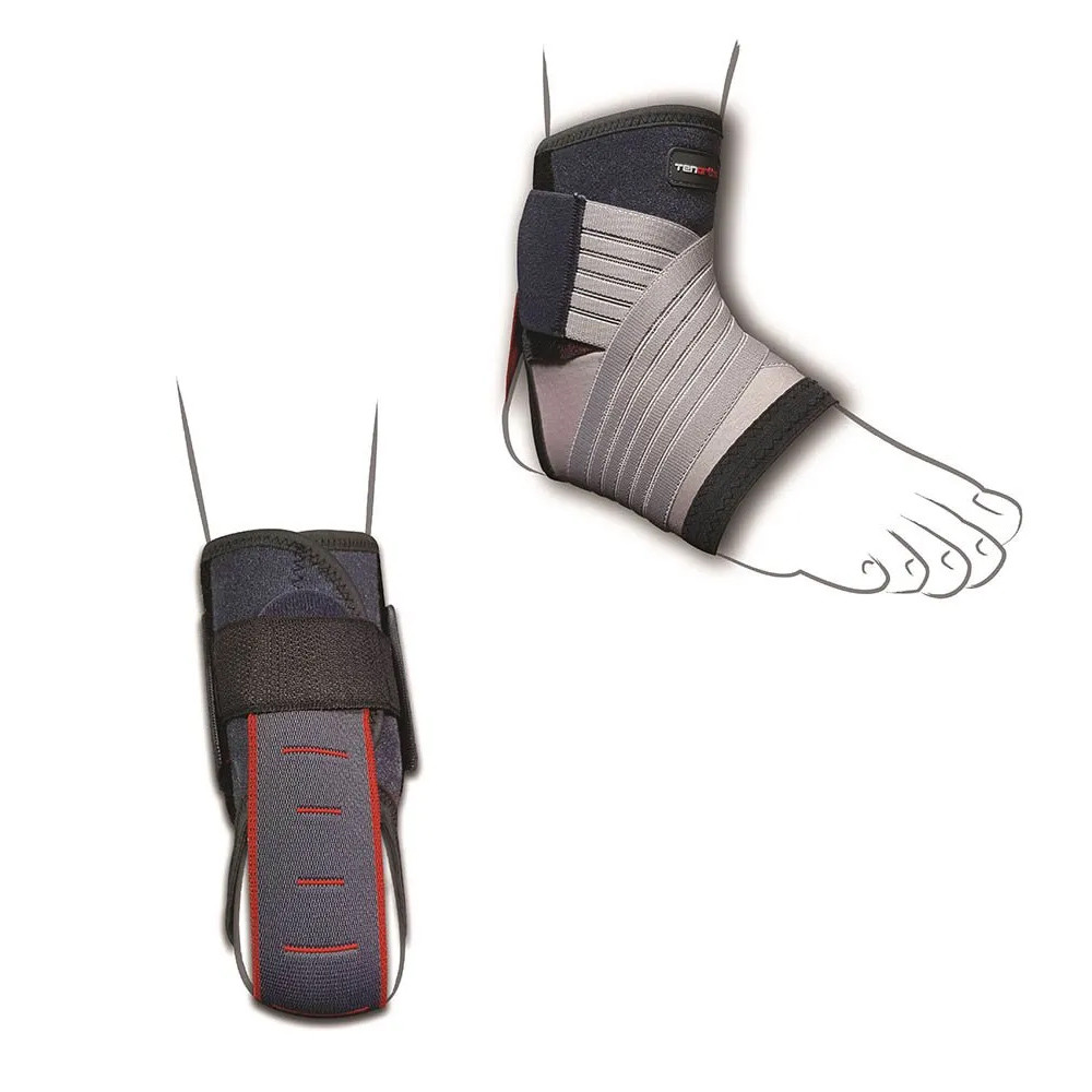 Tenortho Carbon Ankle Brace Ahille Curtain Shaft with Strap Grey
