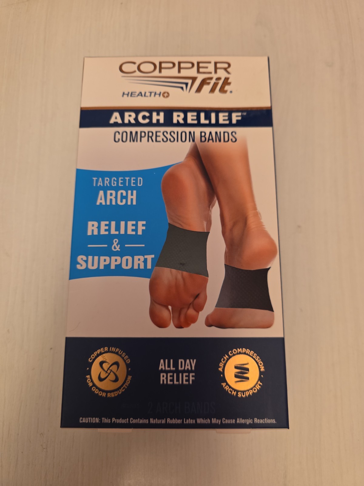 Copper Fit Copper Infused Arch Relief Compression Bands – Black 1 Pair