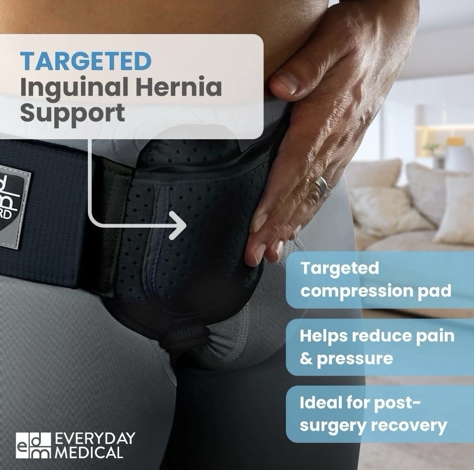 Everyday Medical Inguinal Hernia Support Groin Belt S/M Black 8104