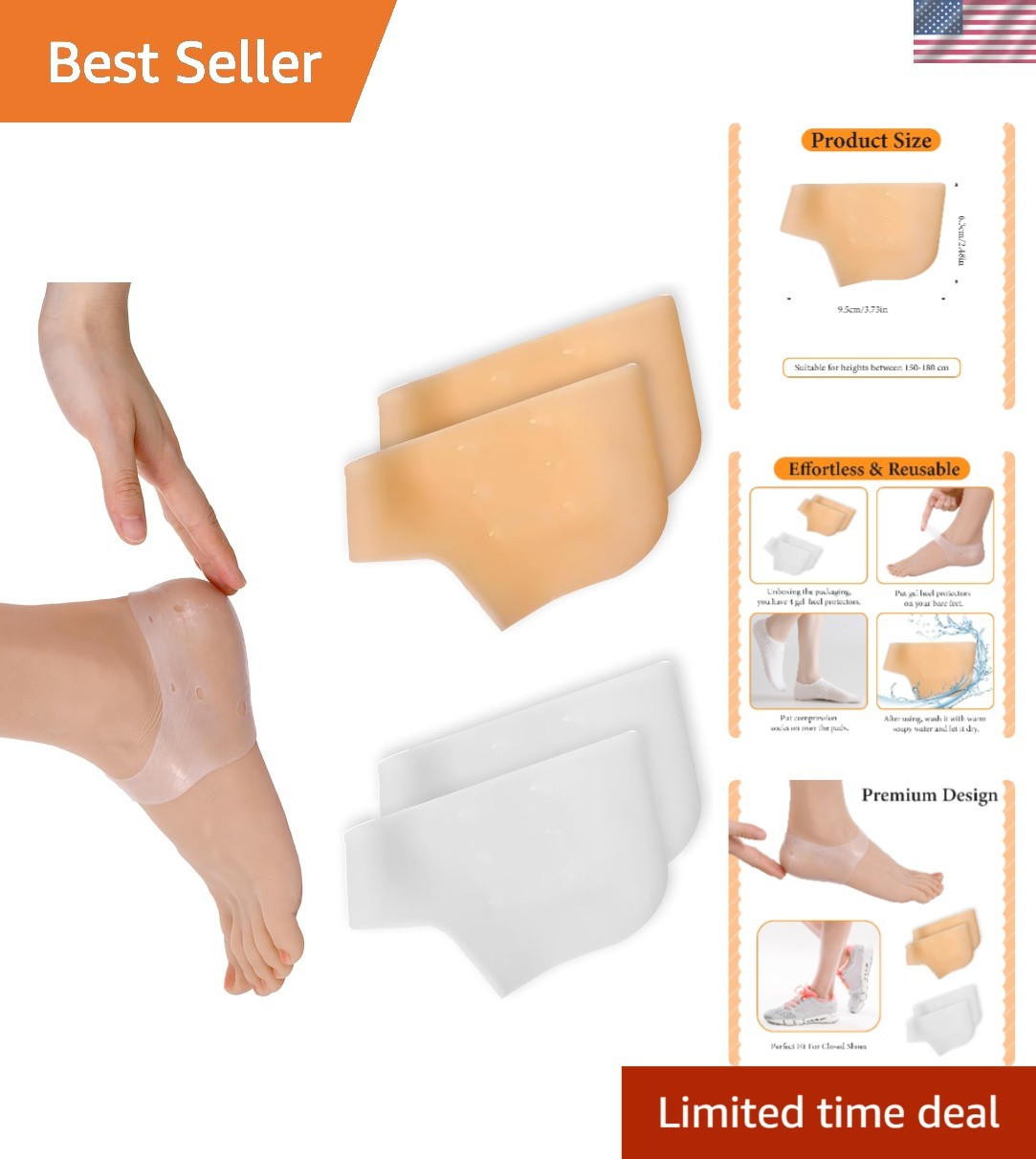 Heavenly Soft Silicone Heel Protectors – Cushions for Achilles Tendonitis Relief