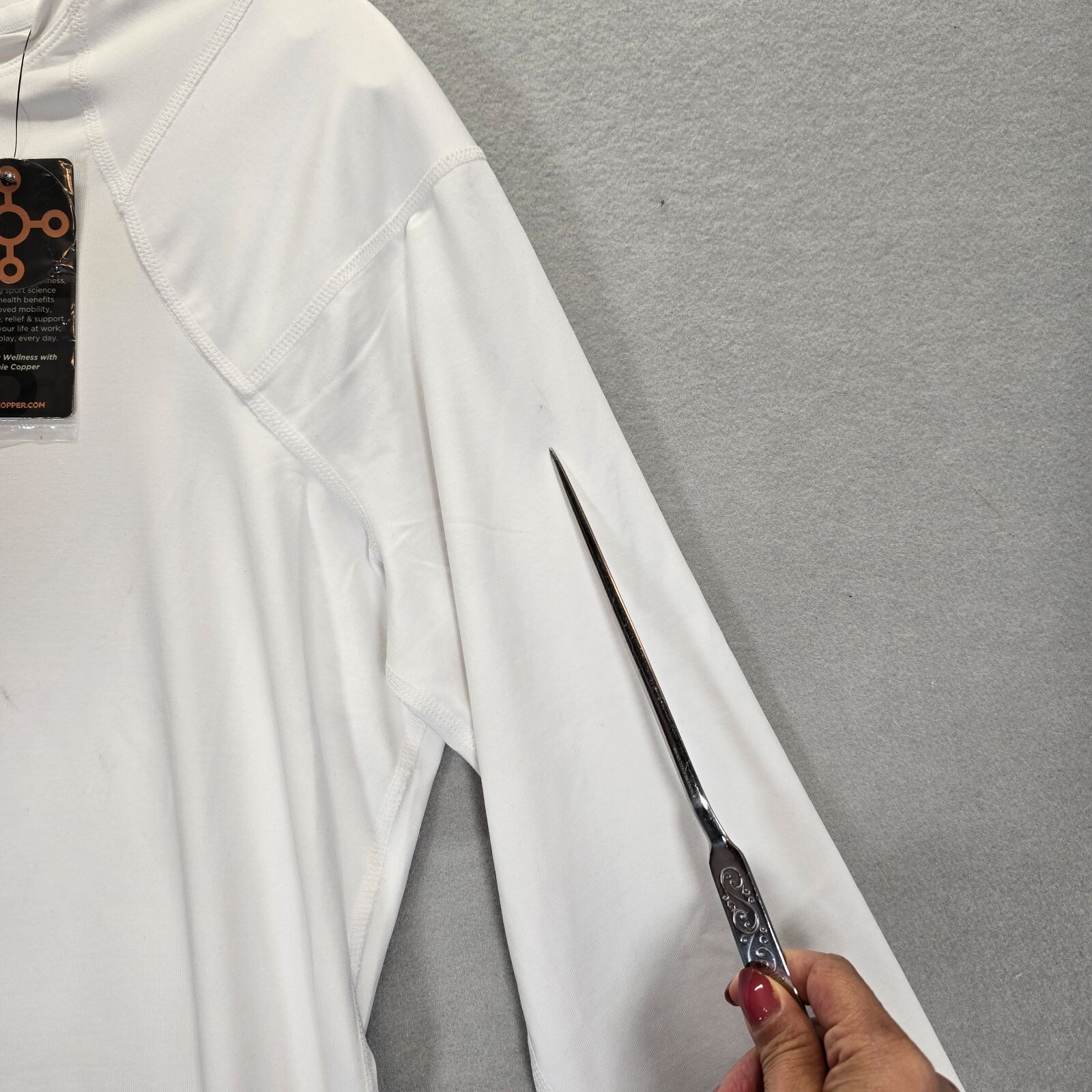 Tommie Copper White Long Sleeve Shoulder Support 2XL Upper Back Pain Brace Shirt