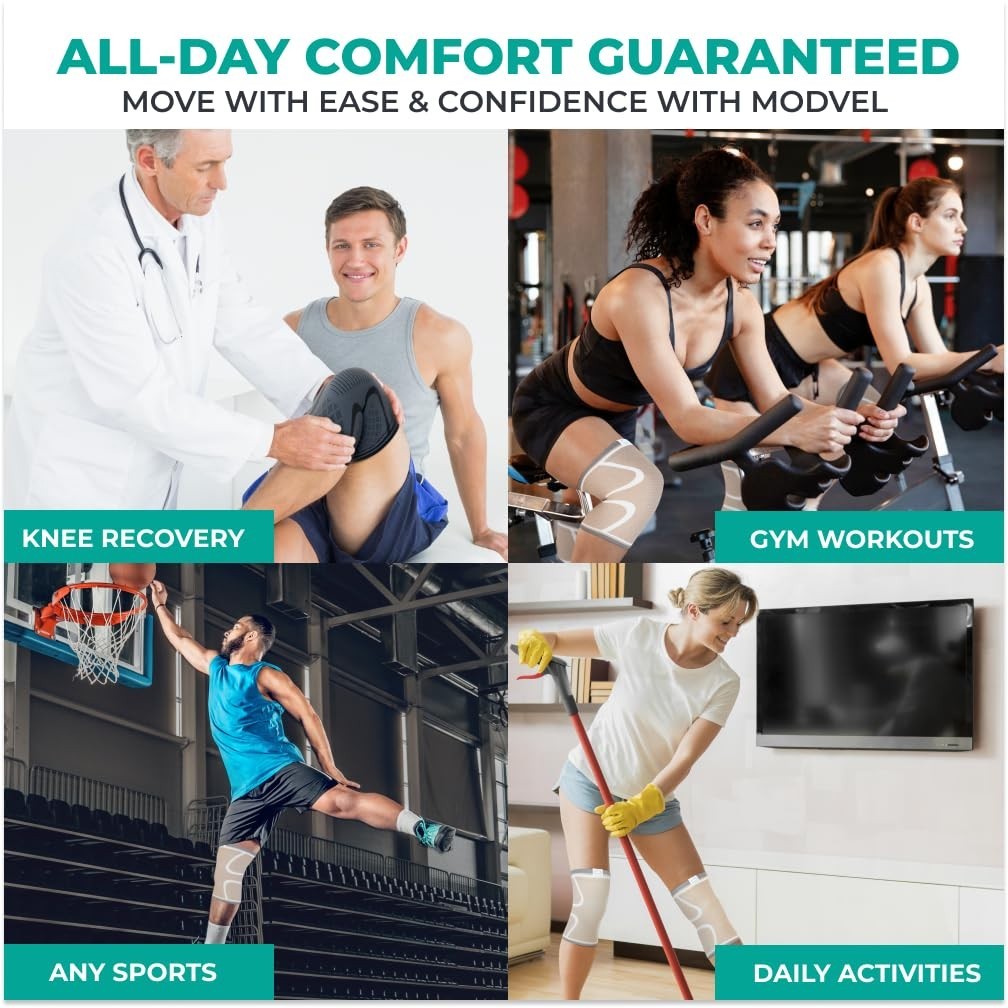 2 Pack Compression Knee Brace for Men & Women, Support for Pain Arthritis