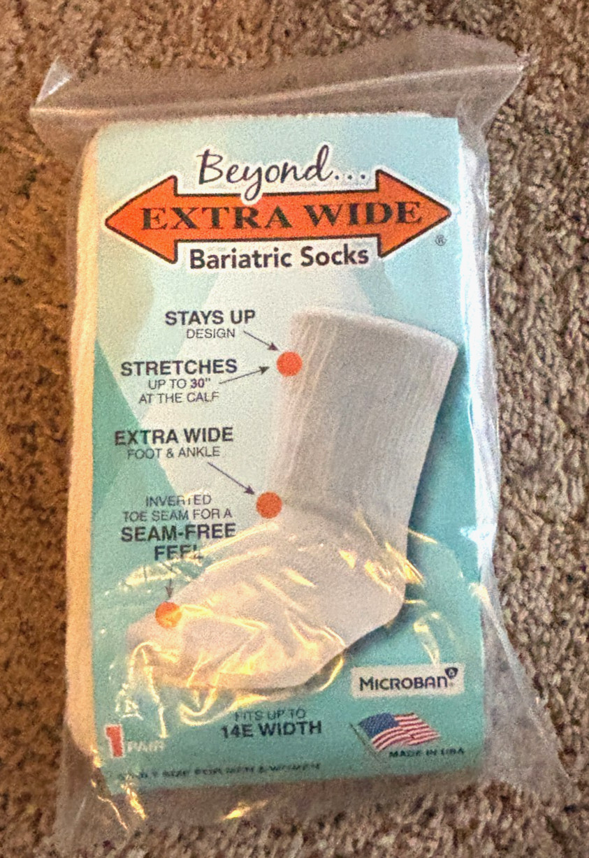 Extra Wide Bariatric Socks White Mens or Womsns One Size