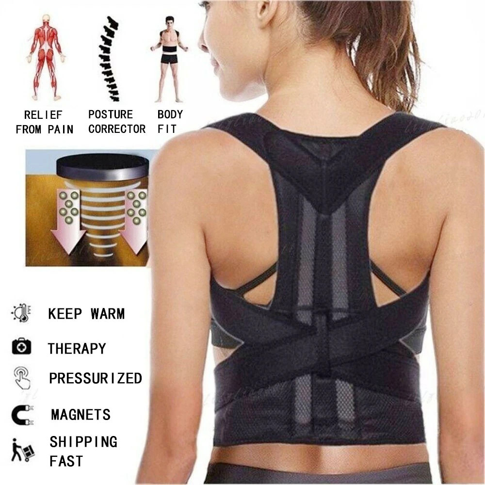 Back Brace Posture Corrector for Women & Men, Adjustable Back Lumbar Support–