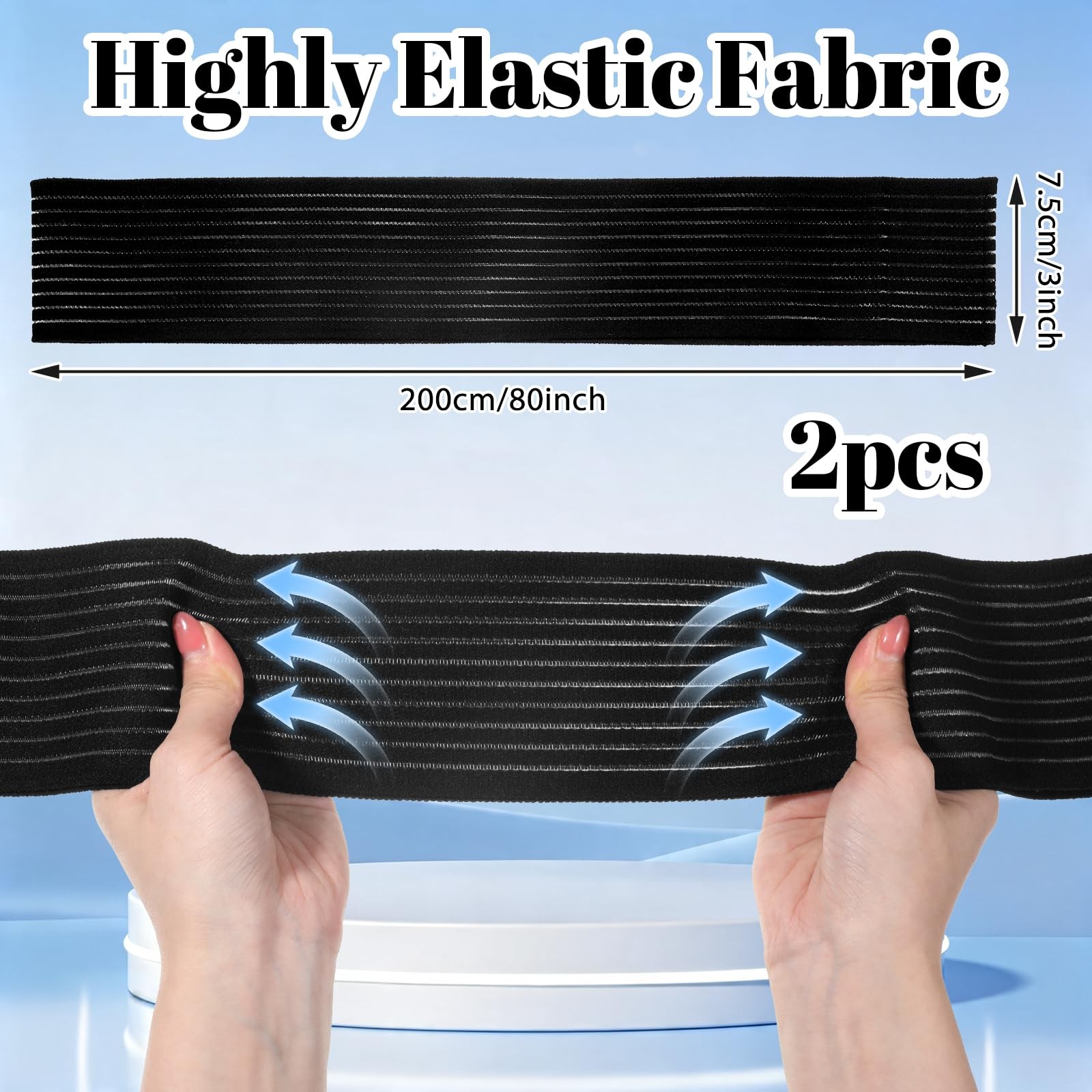 Gemoioio 2Pcs Hamstring & Thigh Compression Wraps, Adjustable Black