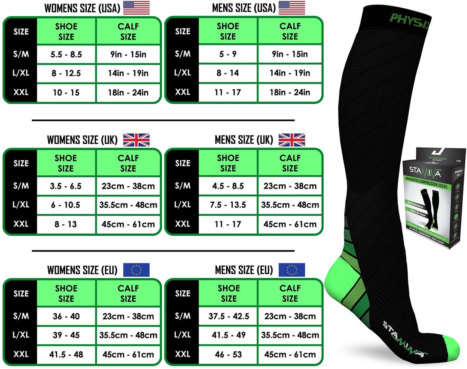 Physix Gear Compression Socks 20-30 mmHg – Men & Women – Running, Nurses, Shi…