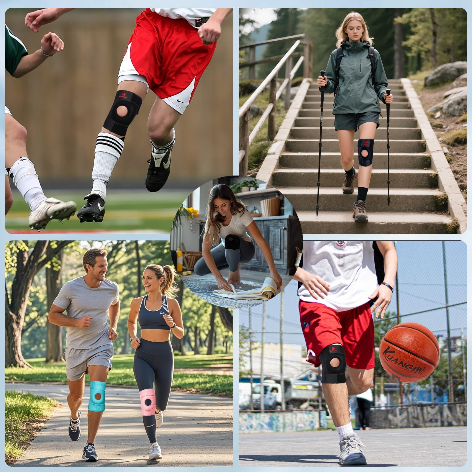 Knee Brace with Side Stabilizers & Patella Gel Pad,Adjustable Compression Kne…