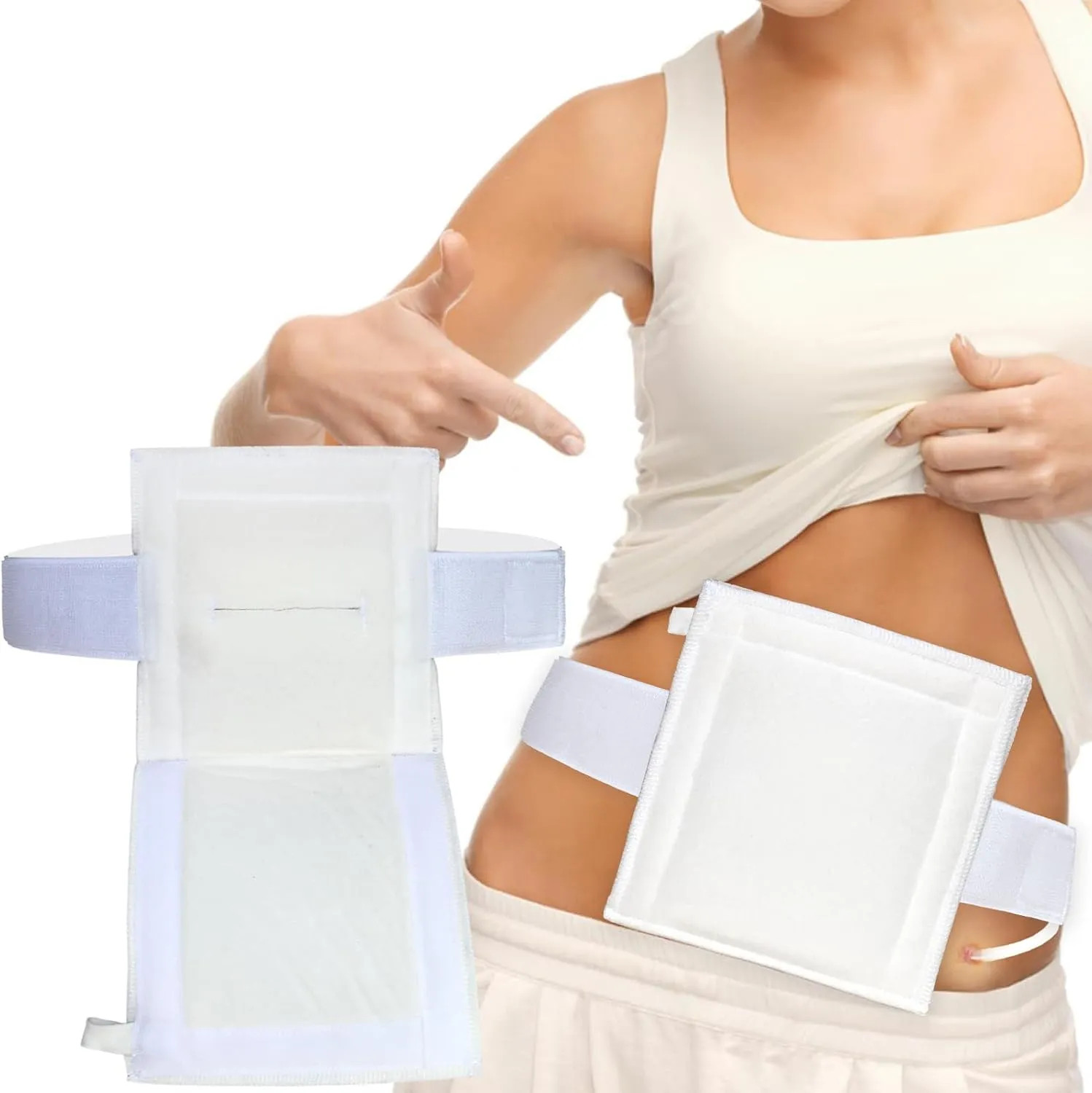 2 Pack Feeding Tube Belt G Tube Holder Protective Breathable Beige With Slit New