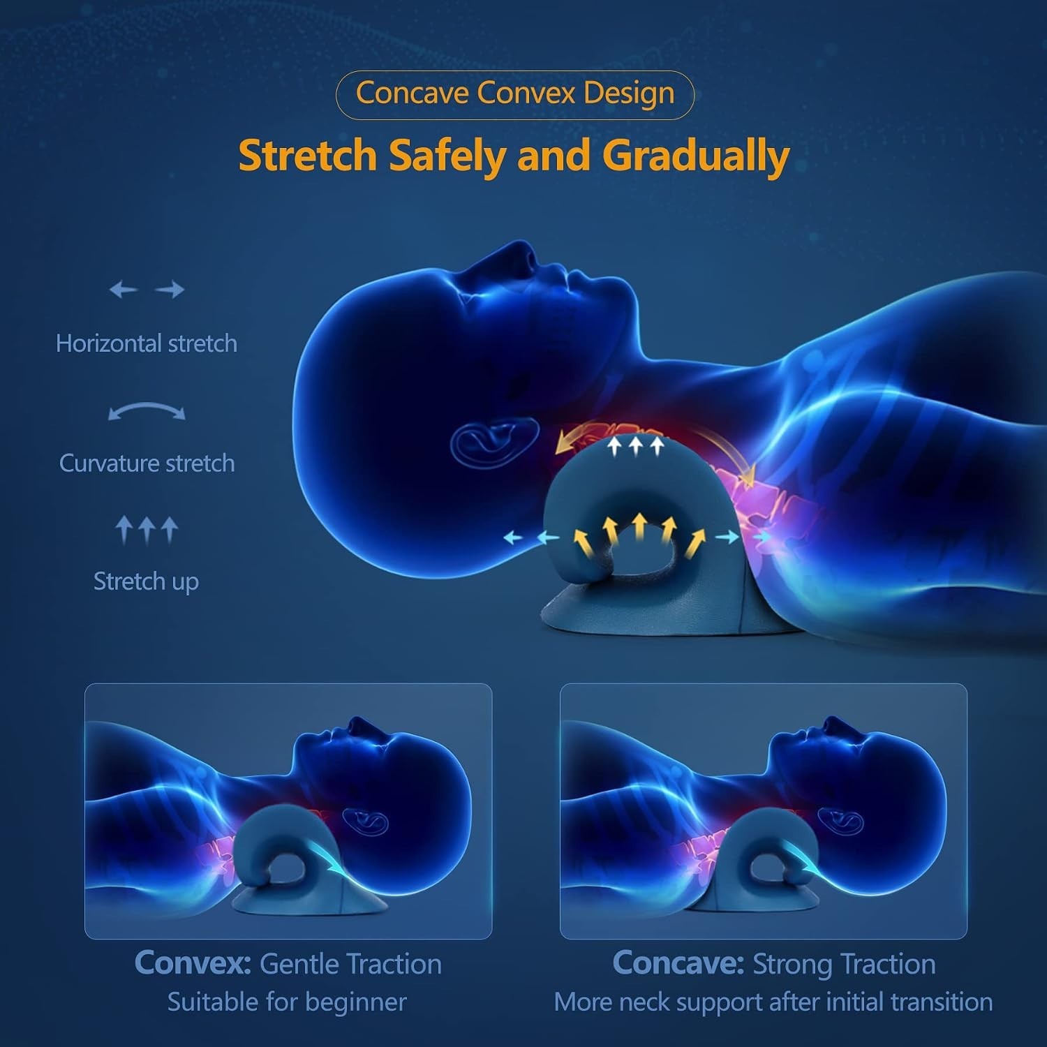 Neck Stretcher for Neck Pain Relief, Heated Cervical Traction Device Pillow w…