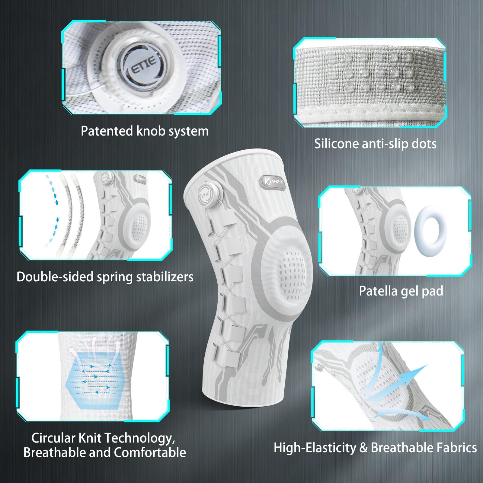 Kuangmi Knee Brace White Left XL Single