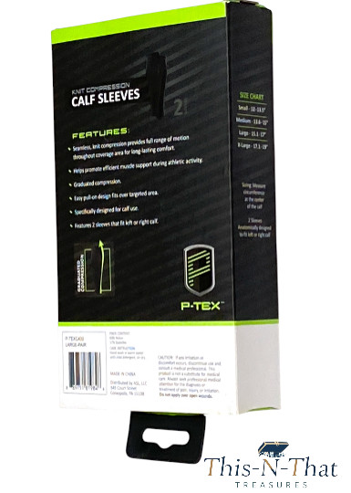 P‑TEX Calf Sleeves Large Knit Compression Support for Circulation & Muscle