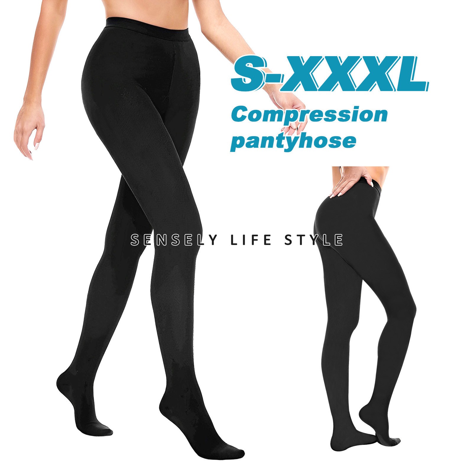 USA Women’s High Waist Compression Pantyhose 28 mmHg Plus Size Sock Soothe Tired