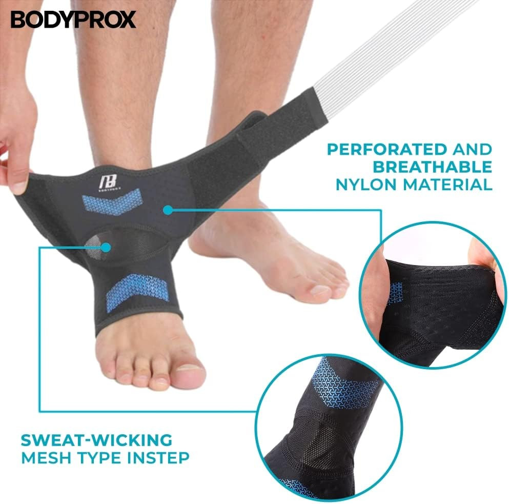 Ankle Compression Sleeve with Adjustable Strap, Mesh Open-Heel Support All Sizes