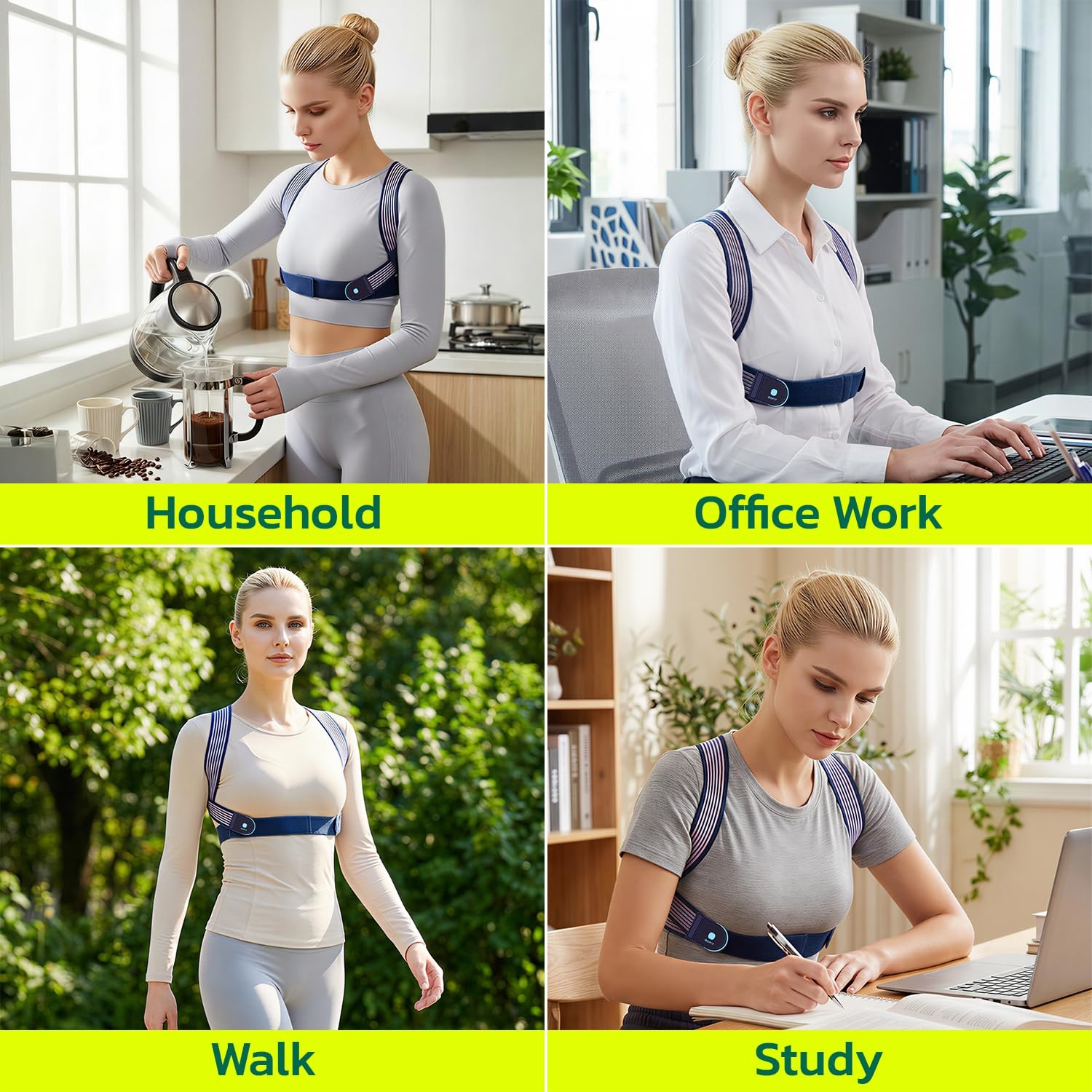 aoFIT Ultra-light Invisible Posture Corrector for Women, Medium, Navy Blue
