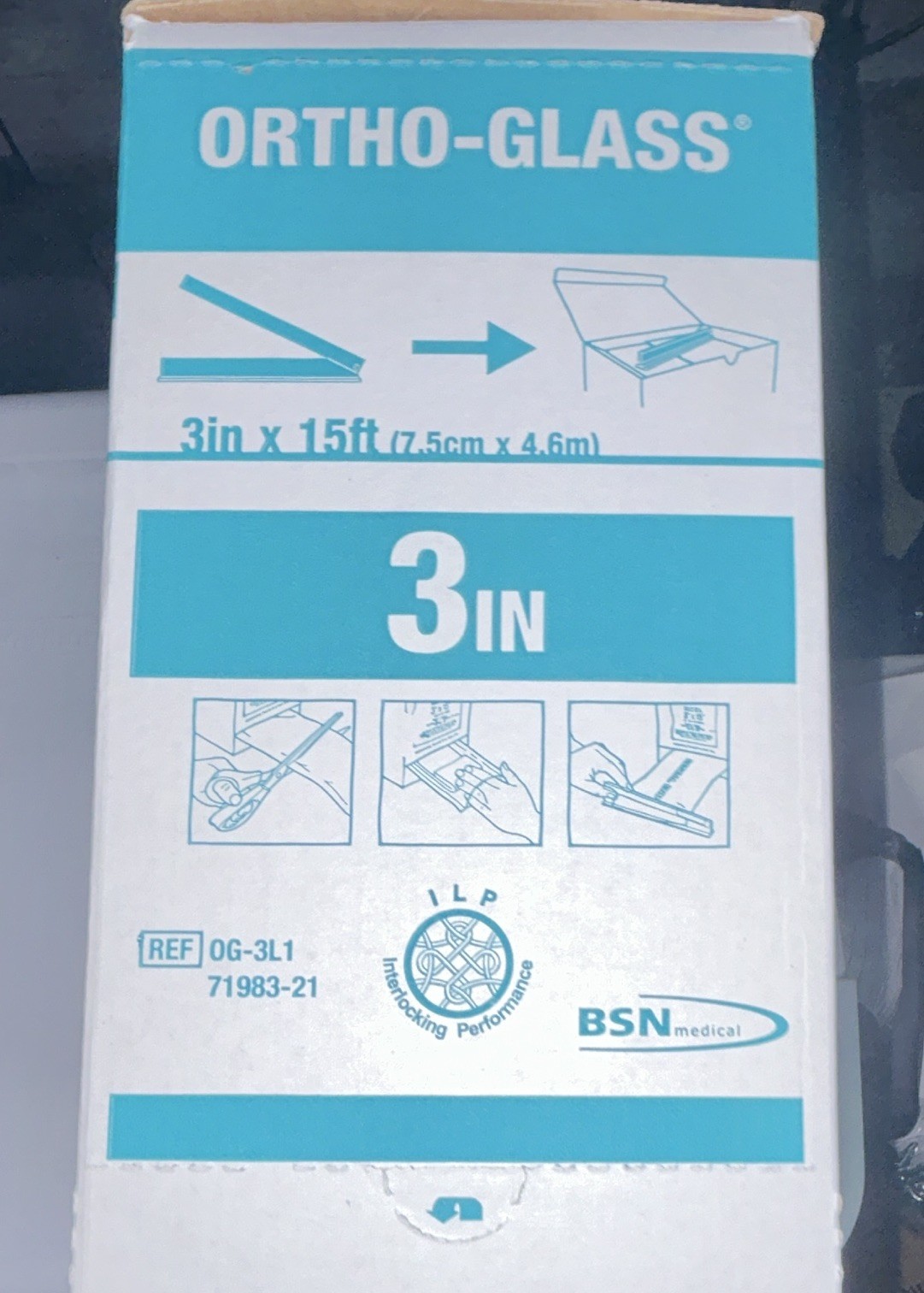 Ortho-Glass Synthetic Roll Splint 3 in x 15 ft White/Teal OG-3L1 71983-21