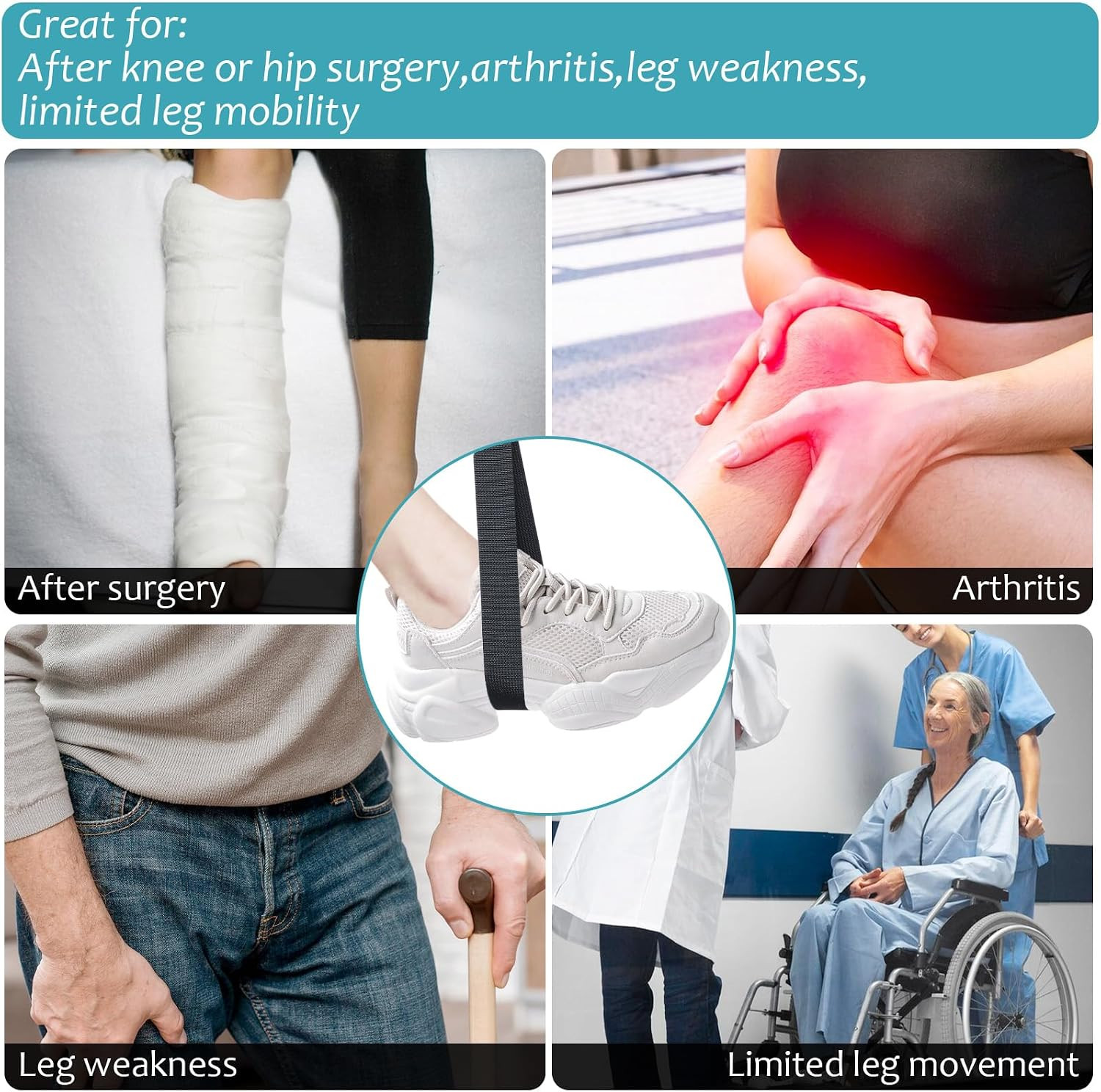 Leg Lifter, Extra Long Leg Lifters for Elderly Adjustable Leg Lifter Strap for A