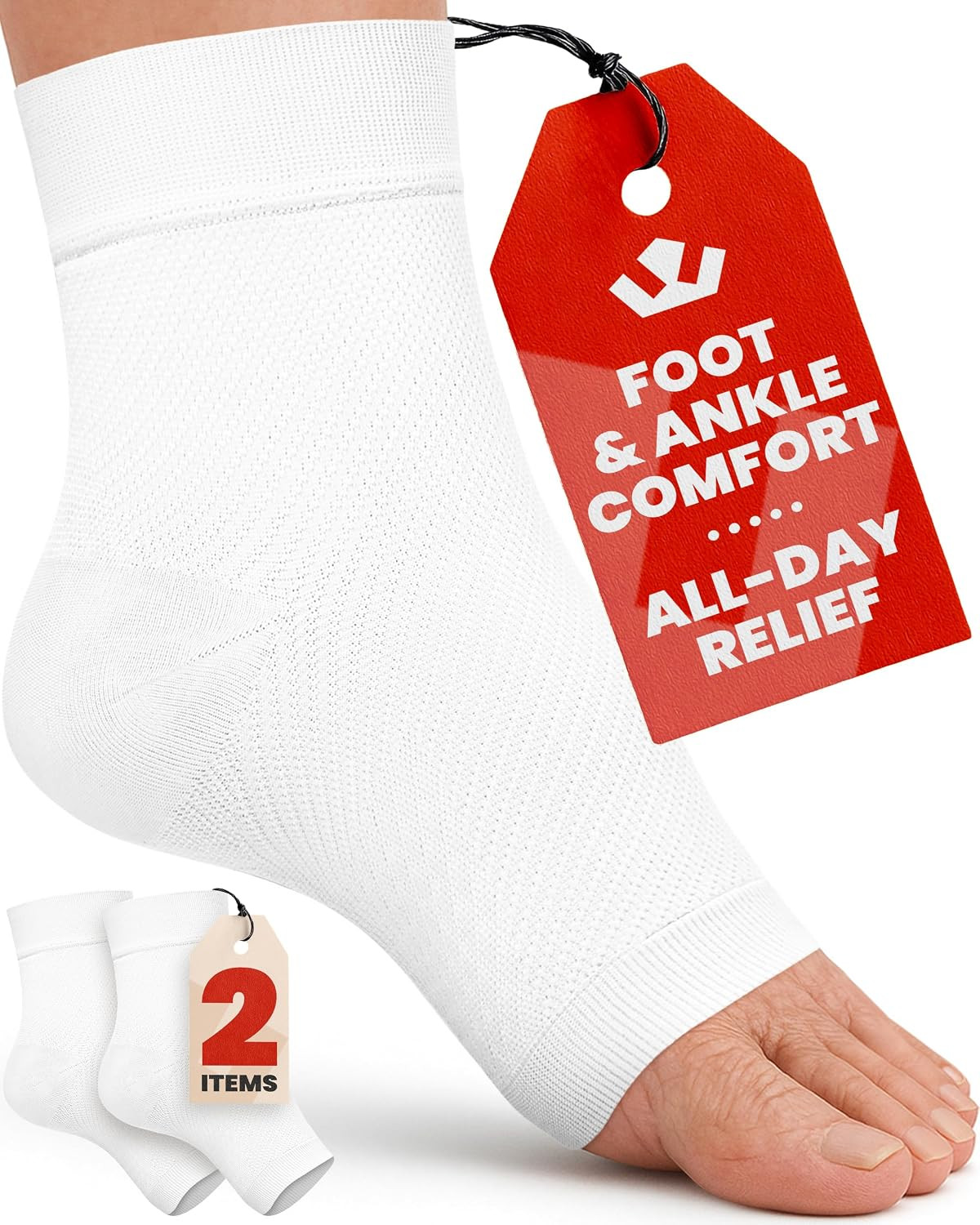 Ankle Compression Sleeve – 1-Pair, Plantar Fasciitis Braces – Open Toe Compressi