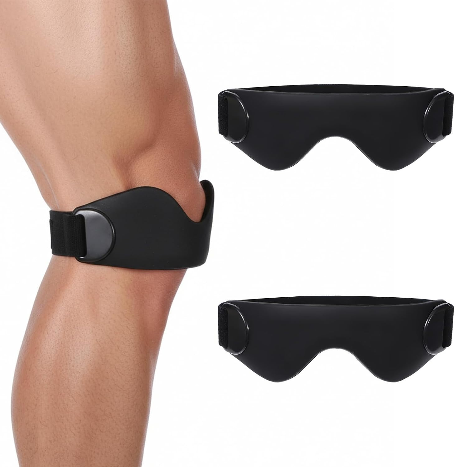 2 Pack Silicone Patella Strap, Adjustable Patellar Tendon Support Strap, Knee