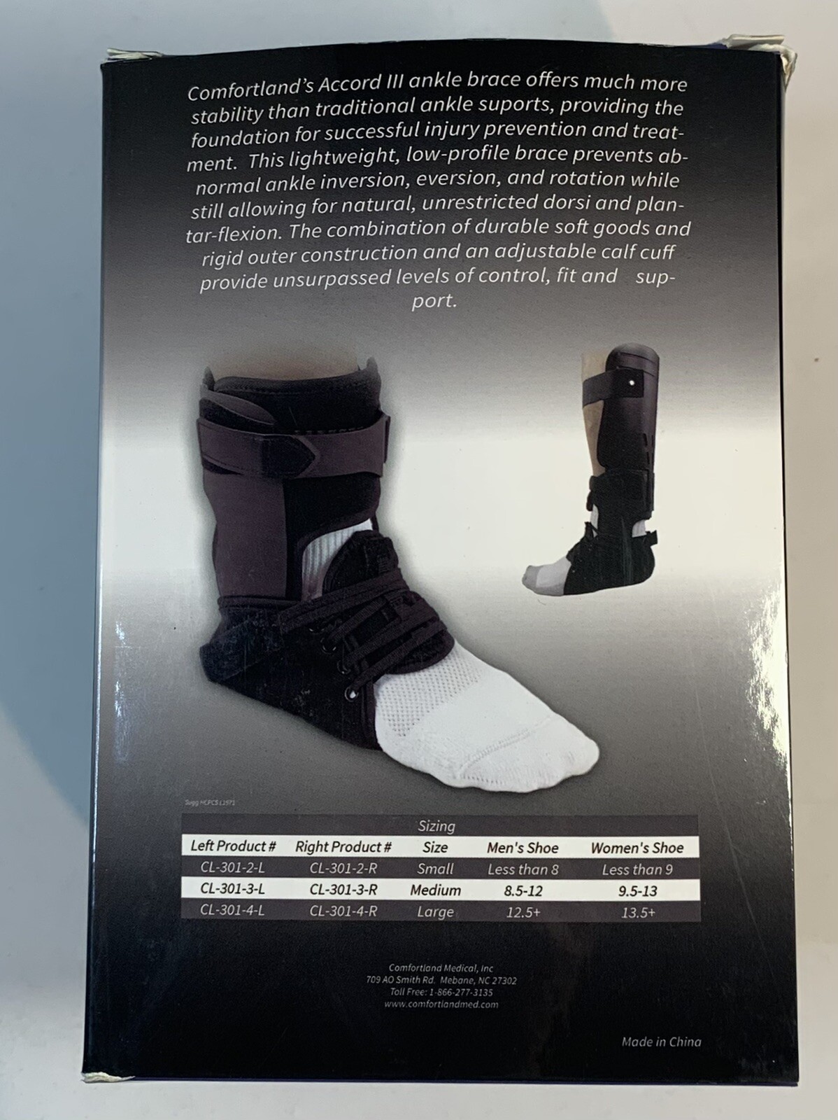 NEW Comfortland Accord III Ankle Brace Small Left CL-301-2-L