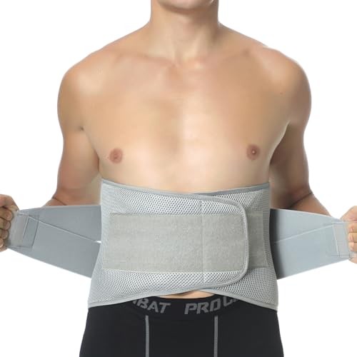 Adjustable Compression Back Brace Lumbar Support Belt, Size XXL Grey