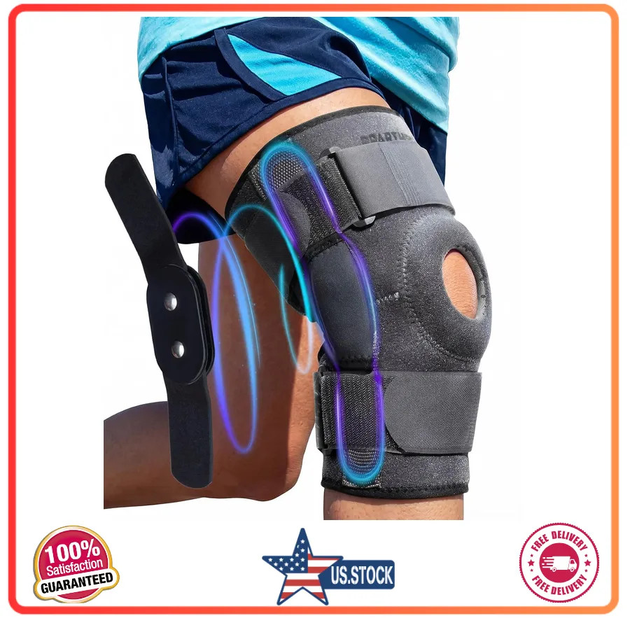 Sparthos Hinged Knee Brace Stabilizer Meniscus ACL MCL Pain Relief Gray Large