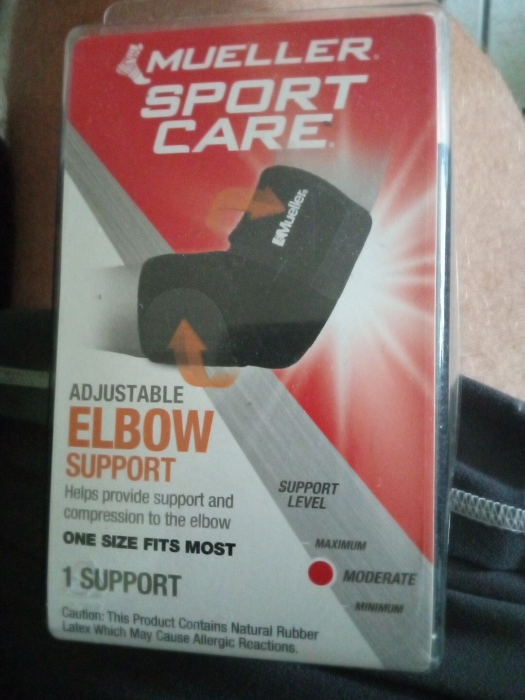 Mueller One Size Black Adjustable Elbow Support Sport Care 4521Fits L/R 2 Braces