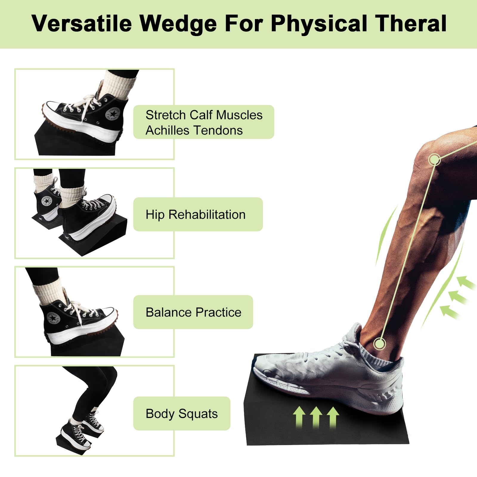 2 Pack Incline Squat Wedge Blocks – Non-Slip Heel Elevated Small, Black