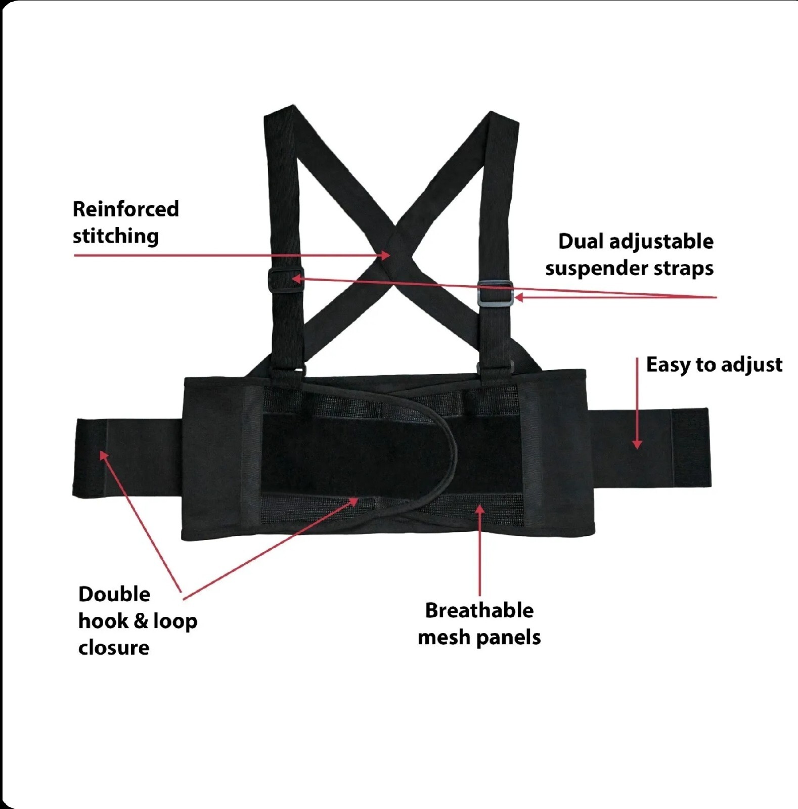 Lifting Support Weight Belt, Lower Back Brace Protects, Black (Pack of 1) XL