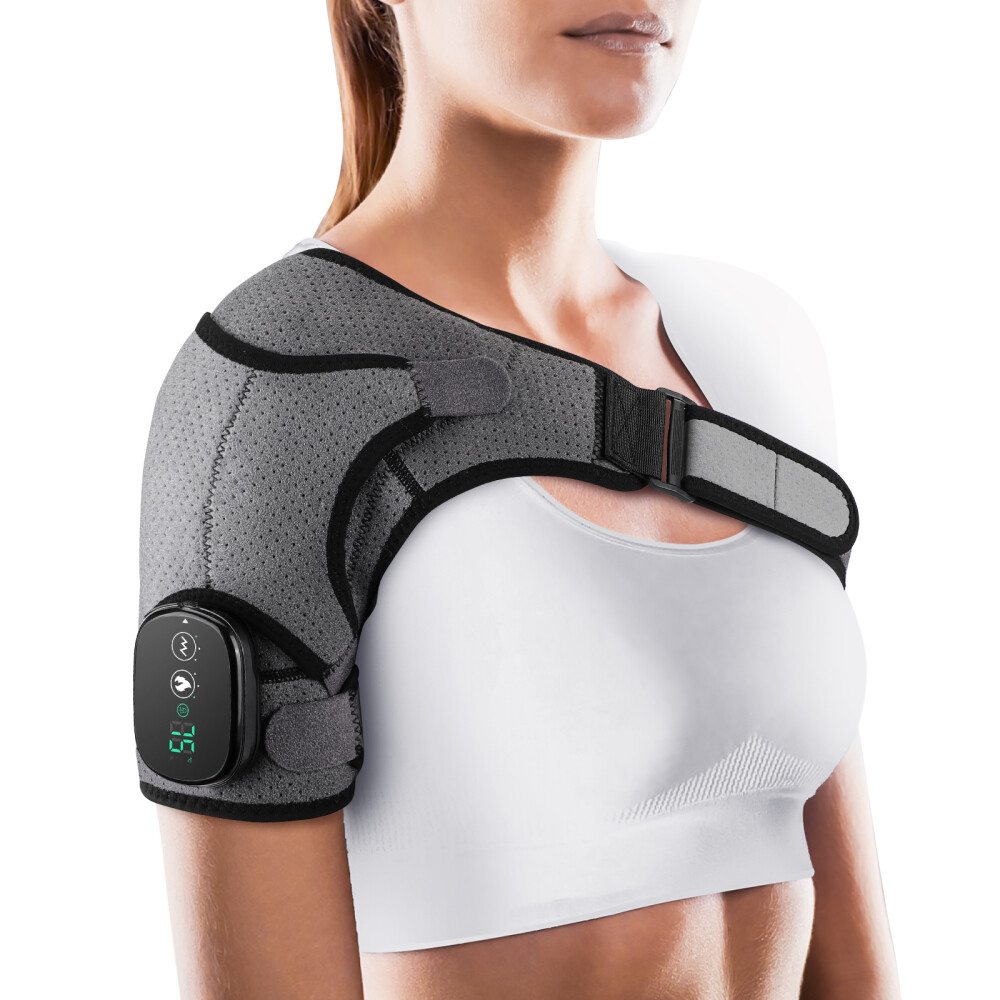 Heated Shoulder Brace Massage Rotator Cuff Support Compression Wrap Rechargeable