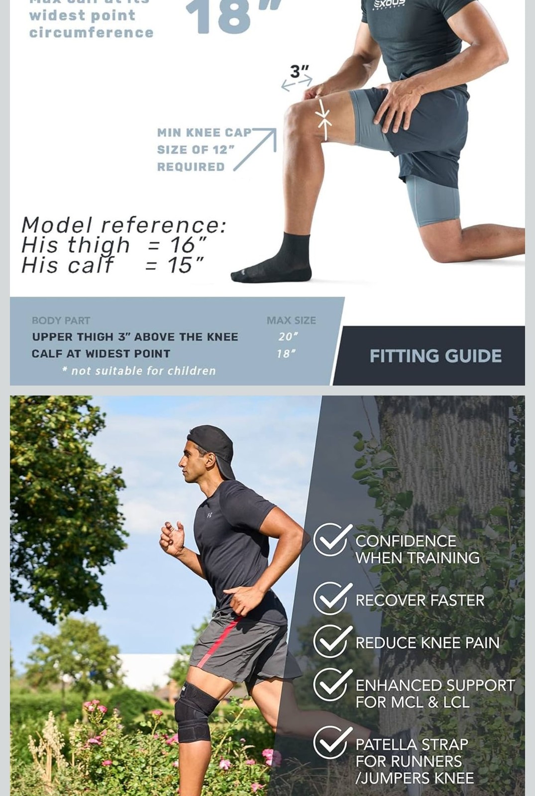 EXOUS BODYGEAR EX-701 Knee Brace Support For Knee Pain Non Slip