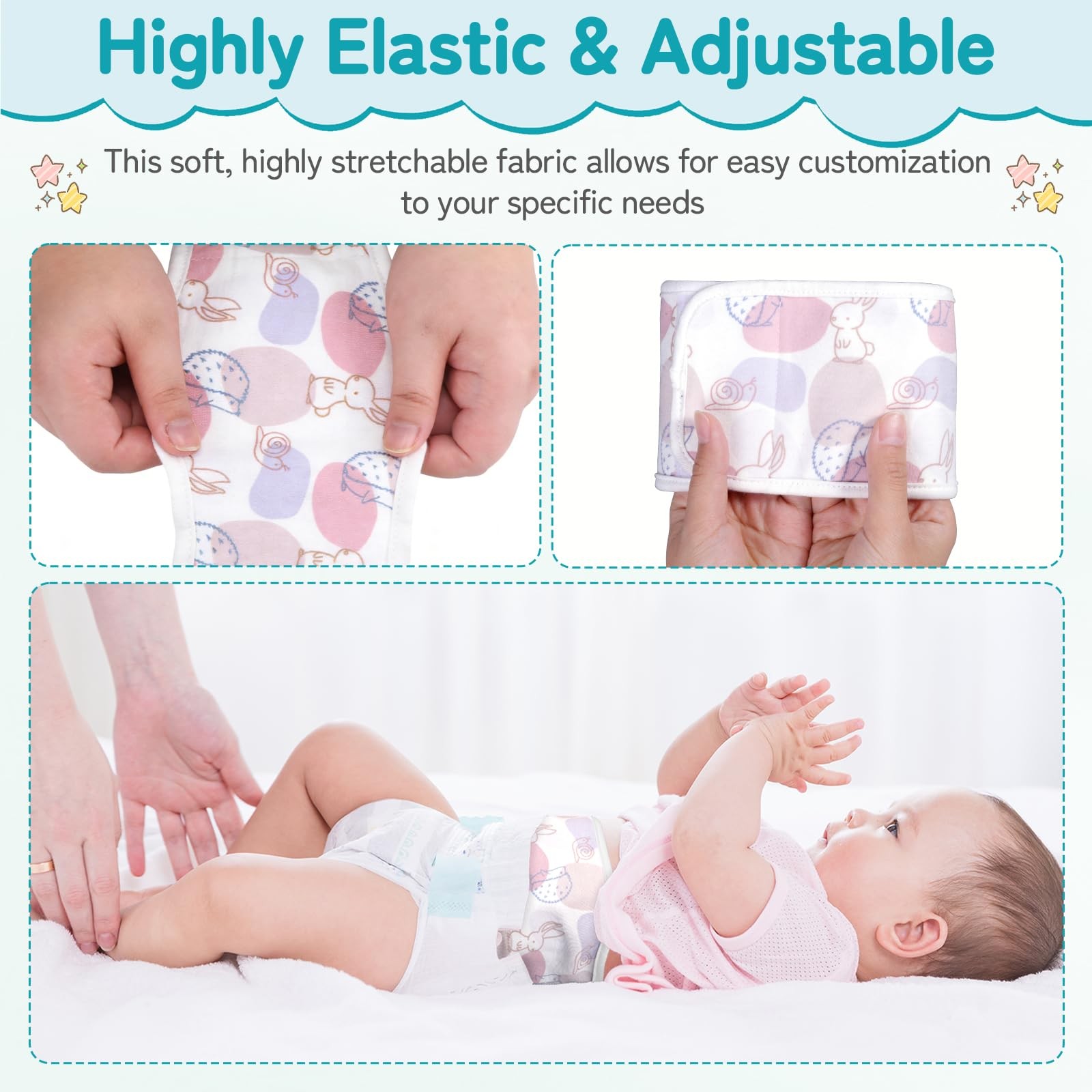 4pcs Newborn Infant Belly Wrap Comfort Pure Cotton Umbilical Cord Cover Band,…